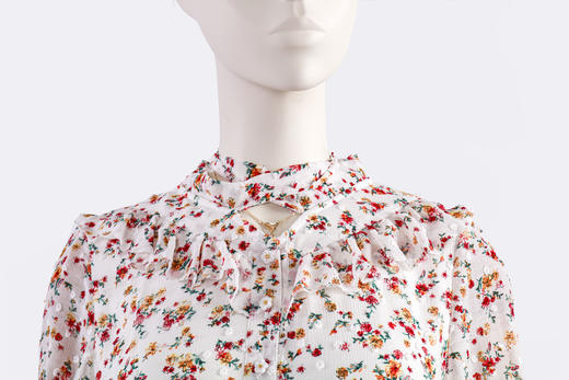 荷叶领系带大摆连衣裙 商品图3