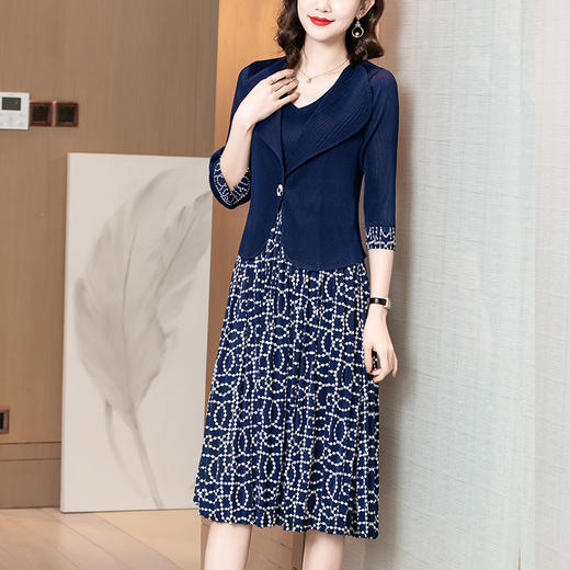 上海旗袍厂JN-k201223两件套连衣裙2021春季新款深圳高端女装三宅褶皱连衣裙k201223 商品图3