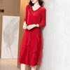 上海旗袍厂JN-K210107高端洋气褶皱连衣裙春装2021新款宽松大码胖mm遮肚子a字裙K210107 商品缩略图4