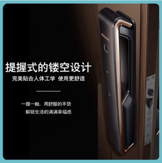 西门子（SIEMENS）指纹锁智能锁家用防盗门锁进口密码锁电子锁E868 烟金灰 商品图1