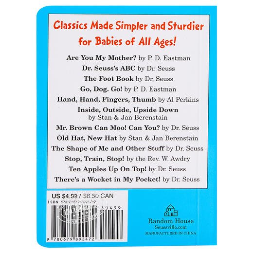 【中商原版】Dr. Seuss：Ten Apples Up On Top 苏斯博士：十个苹果在头上 低幼亲子数字启蒙绘本 纸板书 英文原版 商品图1