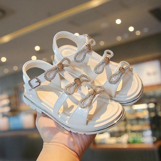 【哈唛迪儿童凉鞋】。夏季软底韩版女纯色水钻蝴蝶结女童鞋子 商品图2