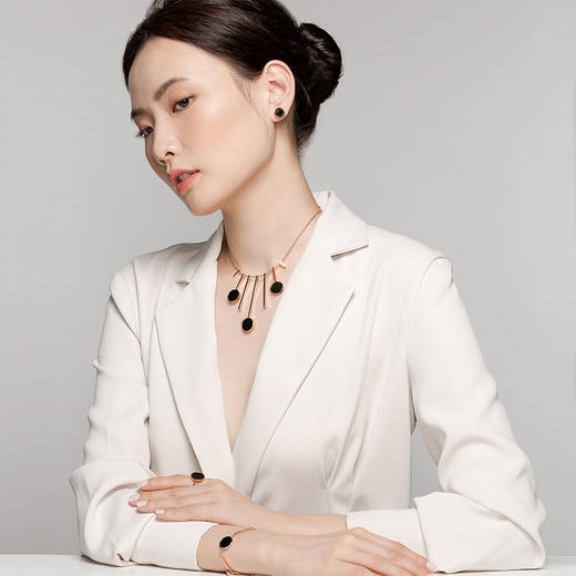 天然墨翡翠三圆项链 Tracey Chen 商品图1