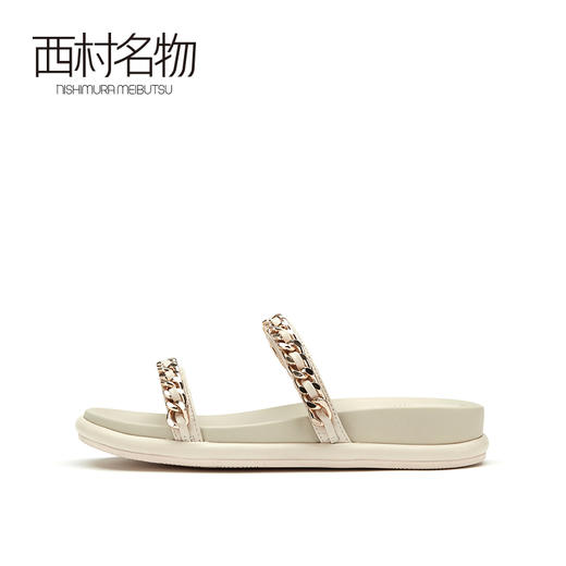 西村名物2021春季新款女士凉拖鞋凉鞋拖鞋水钻白色粗跟X21BJ23291 商品图2
