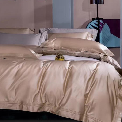 利路米纯色镂空边设计百支双股加密厚实缎纹四件套 商品图1