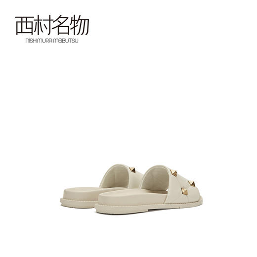 西村名物2021春季新款网红铆钉外穿简便懒人平底女牛皮凉拖T21BJ23341 商品图3