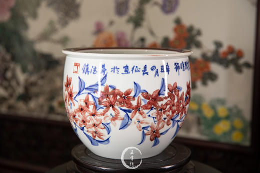 青花釉里红花开时节莲子缸 商品图1