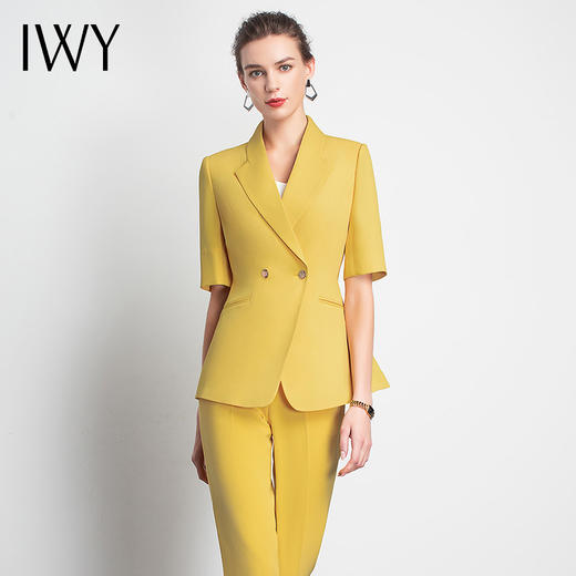 IWY/直播福利款 女士西装西裤半裙黄色套装职业装气质休闲名媛C10346+P10226 商品图0
