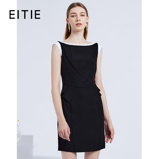 EITIE爱特爱夏季女装纯色时尚收腰修身显瘦假两件连衣裙无袖淑女包臀裙3907691 商品图0