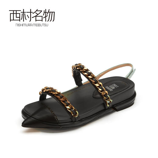 西村名物2021春季新款女士凉拖鞋凉鞋拖鞋水钻白色粗跟X21BJ23291 商品图1