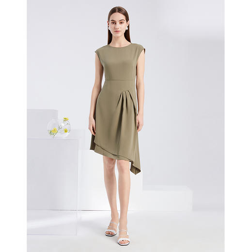 下架-EITIE爱特爱夏季新款时尚气质包肩袖收腰显瘦A版连衣裙中裙女6207909 商品图2