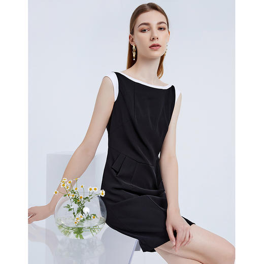 EITIE爱特爱夏季女装纯色时尚收腰修身显瘦假两件连衣裙无袖淑女包臀裙3907691 商品图1
