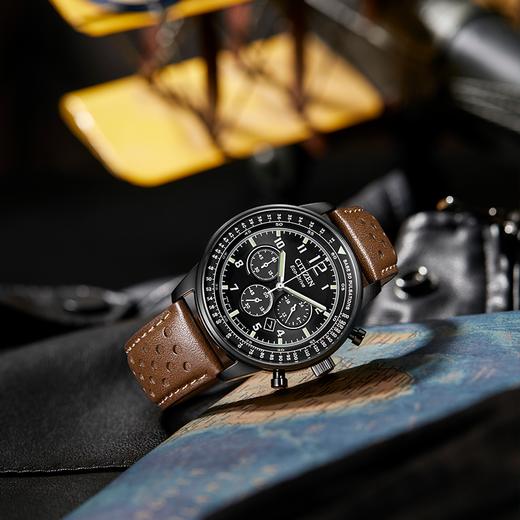 西铁城日本官方正品新FF系列飞行军旅风皮带钢带光动能男表CA4505-12E 商品图4