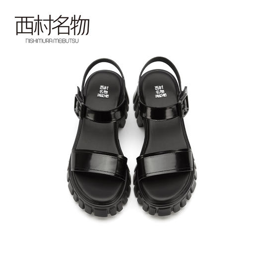 西村名物2021夏季新款厚底女鞋简约牛皮革方根休闲时尚凉鞋T21BG23421 商品图2