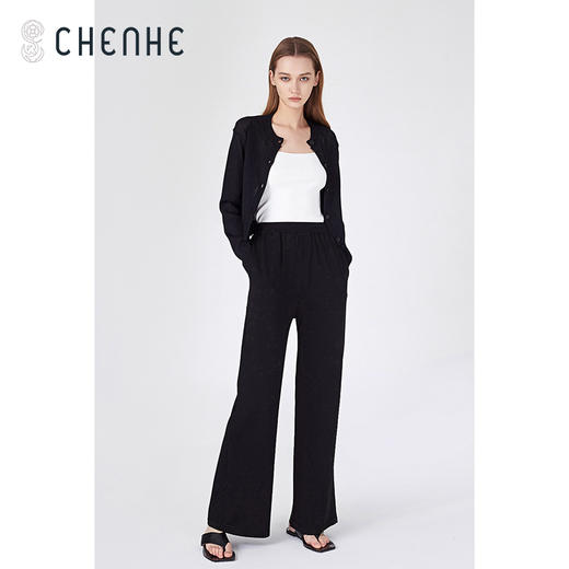 S1M1【1折】 臣禾高腰黑色显瘦休闲裤S211060722【奥莱】 商品图5