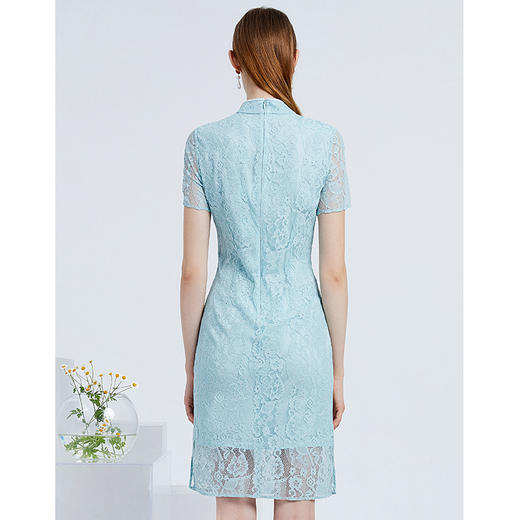 EITIE爱特爱21夏新款优雅气质中式镂空蕾丝水滴领改良旗袍连衣裙B2107724 商品图3