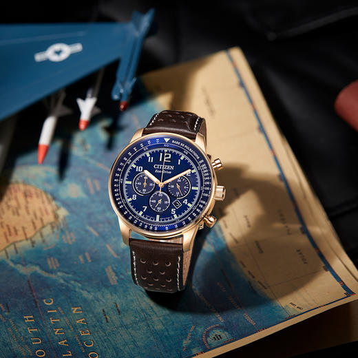 西铁城日本官方正品新FF系列飞行军旅风皮带钢带光动能男表CA4503-18L 商品图2