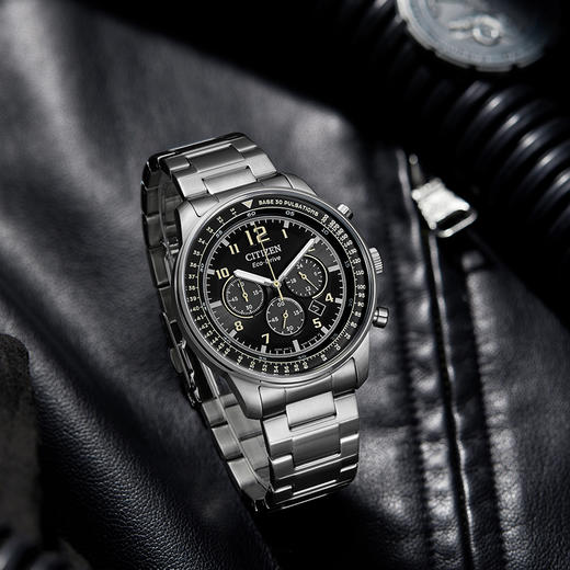 西铁城日本官方正品新FF系列飞行军旅风皮带钢带光动能男表CA4500-83E 商品图6