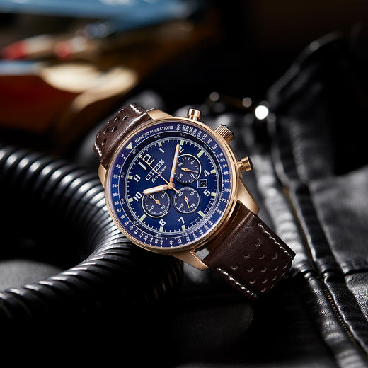 西铁城日本官方正品新FF系列飞行军旅风皮带钢带光动能男表CA4503-18L 商品图1