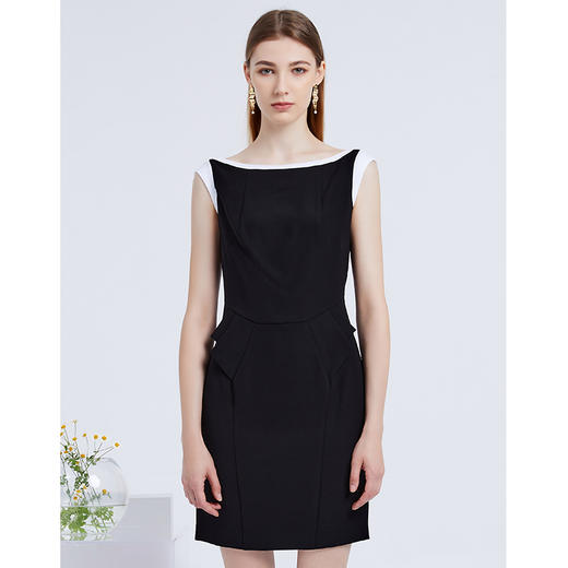 EITIE爱特爱夏季女装纯色时尚收腰修身显瘦假两件连衣裙无袖淑女包臀裙3907691 商品图4