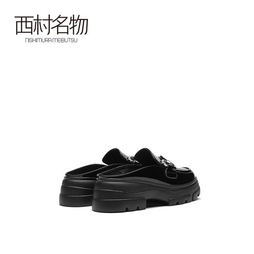 西村名物夏季新款厚底松糕漆皮凉拖女牛皮革包头穆勒鞋X21AH14021 商品图3