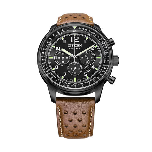 西铁城日本官方正品新FF系列飞行军旅风皮带钢带光动能男表CA4505-12E 商品图6