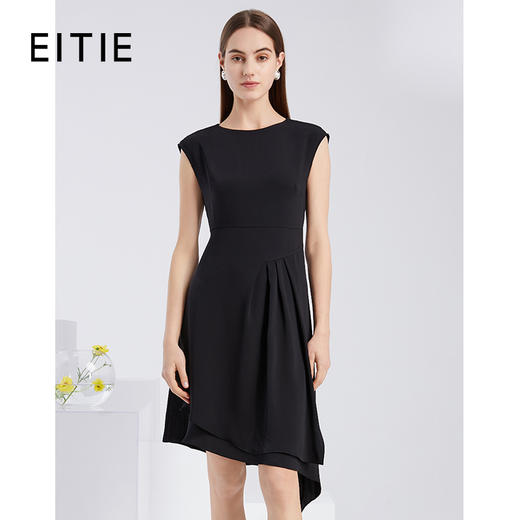 下架-EITIE爱特爱夏季新款时尚气质包肩袖收腰显瘦A版连衣裙中裙女6207909 商品图1