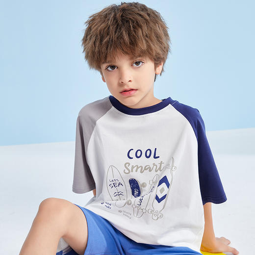 【抄底价清仓】龙之涵 男童亲水冰瓷棉短袖T恤 中大童套头上衣 婴幼儿A类标准 防晒防紫外 商品图10