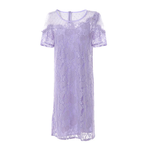 EITIE爱特爱21夏季新款优雅精致钩花蕾丝洋气露肩显瘦直筒连衣裙B2107722 商品图4