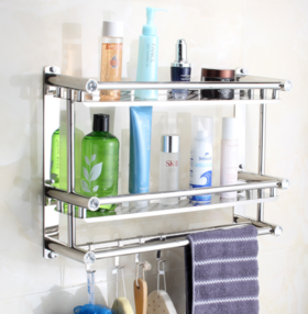 【居家日用】*不锈钢双层加厚浴室置物架
