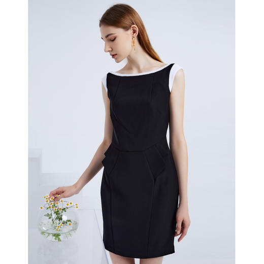 EITIE爱特爱夏季女装纯色时尚收腰修身显瘦假两件连衣裙无袖淑女包臀裙3907691 商品图3