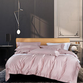 利路米纯色镂空边设计百支双股加密厚实缎纹四件套