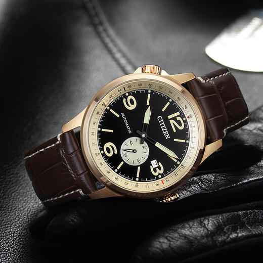 西铁城日本官方正品新FF系列飞行军旅风皮带机械男表NJ0143-19E 商品图6