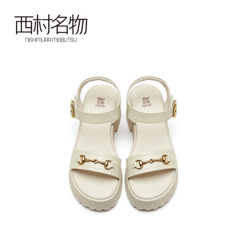 西村名物2021夏季新款牛皮革时尚魔术贴方根时装女凉鞋网红T21BG23411 商品图3