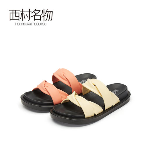 西村名物夏季新款拖凉鞋女羊皮平底休闲外穿一字拖鞋23311 商品图1