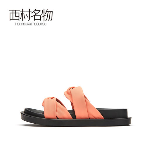 西村名物夏季新款拖凉鞋女羊皮平底休闲外穿一字拖鞋23311 商品图2