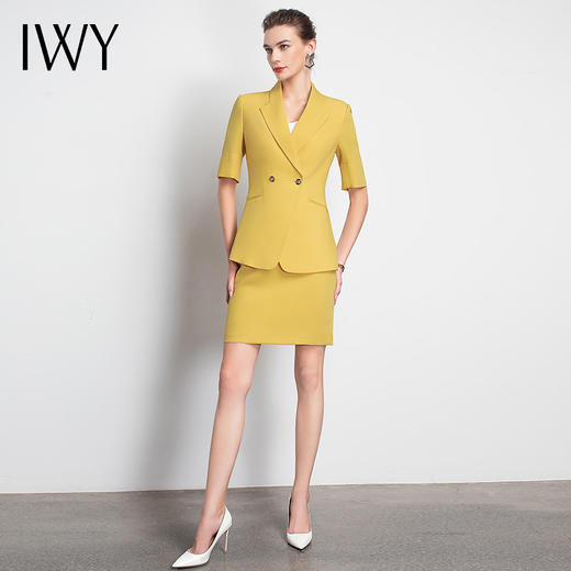 IWY/新品女士西装西裤半裙黄色套装职业装气质休闲名媛C10346+P3P1S10226 商品图7