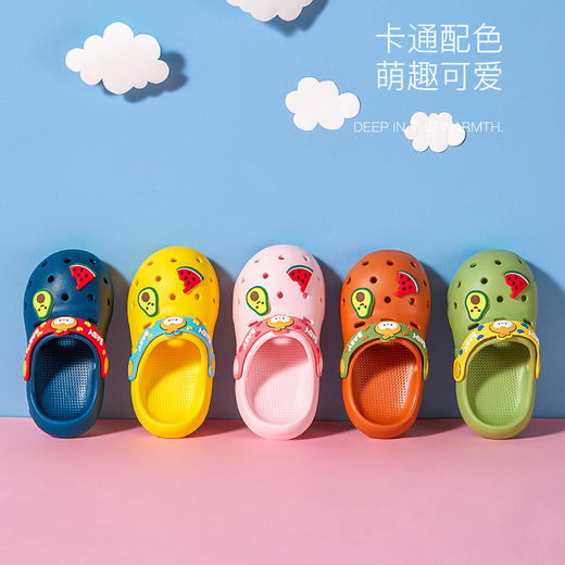 启物圆润可爱儿童洞洞鞋拖鞋夏季卡通包头儿童女童男童可爱 商品图1