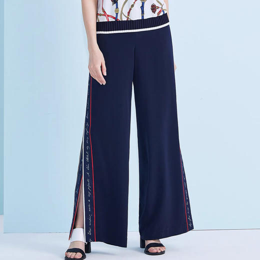 女装2019夏季新款薄款侧开叉阔腿休闲裤8C39220010 商品图0