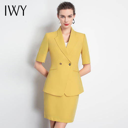 IWY/新品女士西装西裤半裙黄色套装职业装气质休闲名媛C10346+P3P1S10226 商品图5