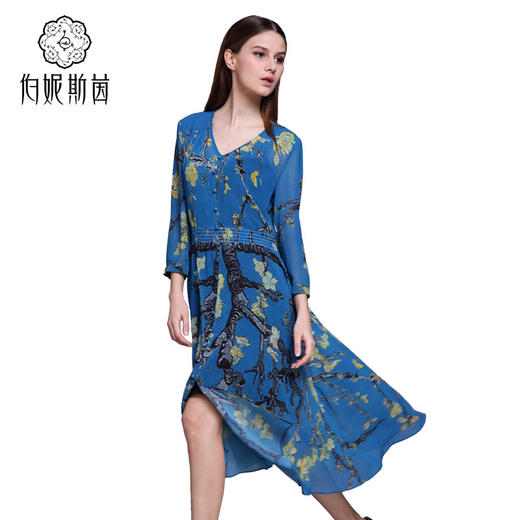 【伯妮斯茵】162S021--蓝色连衣裙--花季的巴旦杏--《生命之美-梵高的花园》 商品图2