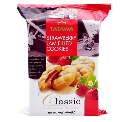 TATAWA草莓味果酱软馅曲奇饼干70g 商品图0