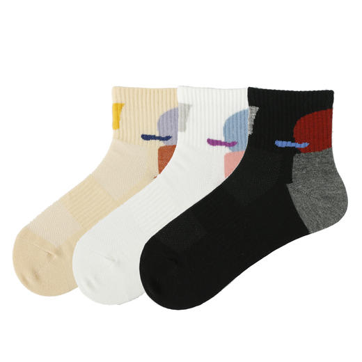 女丨女士时尚休闲袜精梳棉运动袜四季棉袜中筒女袜【2双装 6双6折 2112101】 商品图0