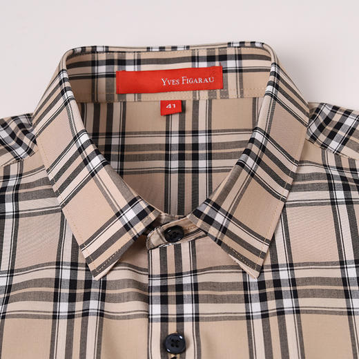 YvesFigarau伊夫·费嘉罗夏季新款商务休闲格纹舒适透气短袖衬衫912462 商品图8