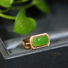 18K玫瑰金和田玉（碧玉)镶钻男戒 /长方形弧面10*8mm/苹果绿 商品缩略图0