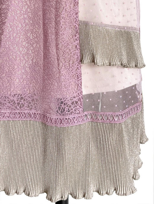 TYNVIE 蕾丝拼接直筒半身裙 - 粉色 商品图5