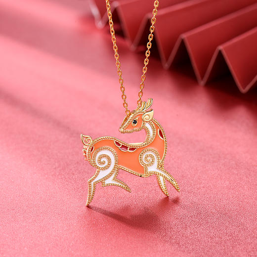 【采购专享】宫里的世界&BYJ 喜鹿呈祥珐琅彩 两用项链/胸针 商品图2