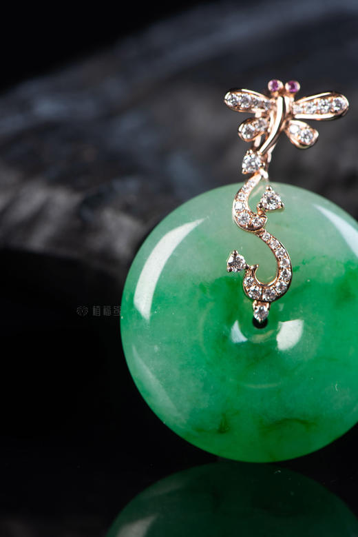 【梦圆】满绿翡翠蜻蜓平安扣-GZ12009060 商品图1