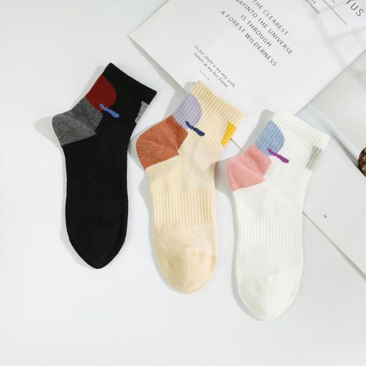 女丨女士时尚休闲袜精梳棉运动袜四季棉袜中筒女袜【2双装 6双6折 2112101】 商品图1