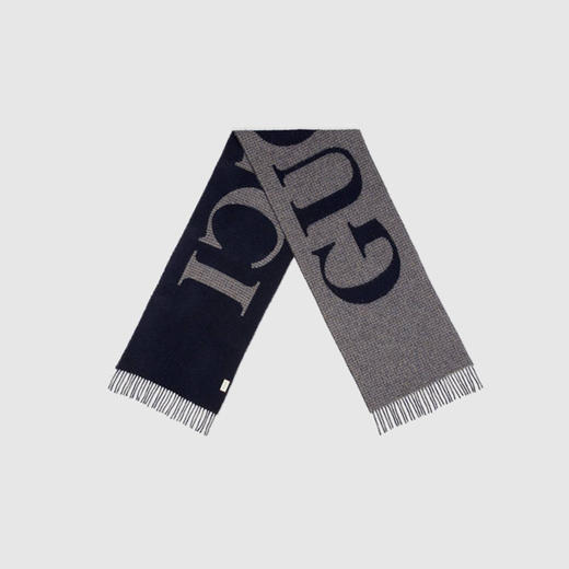 GUCCI 古驰 男士提花徽标字样羊毛混纺围巾 灰色 644403 4GA41 4368 商品图1